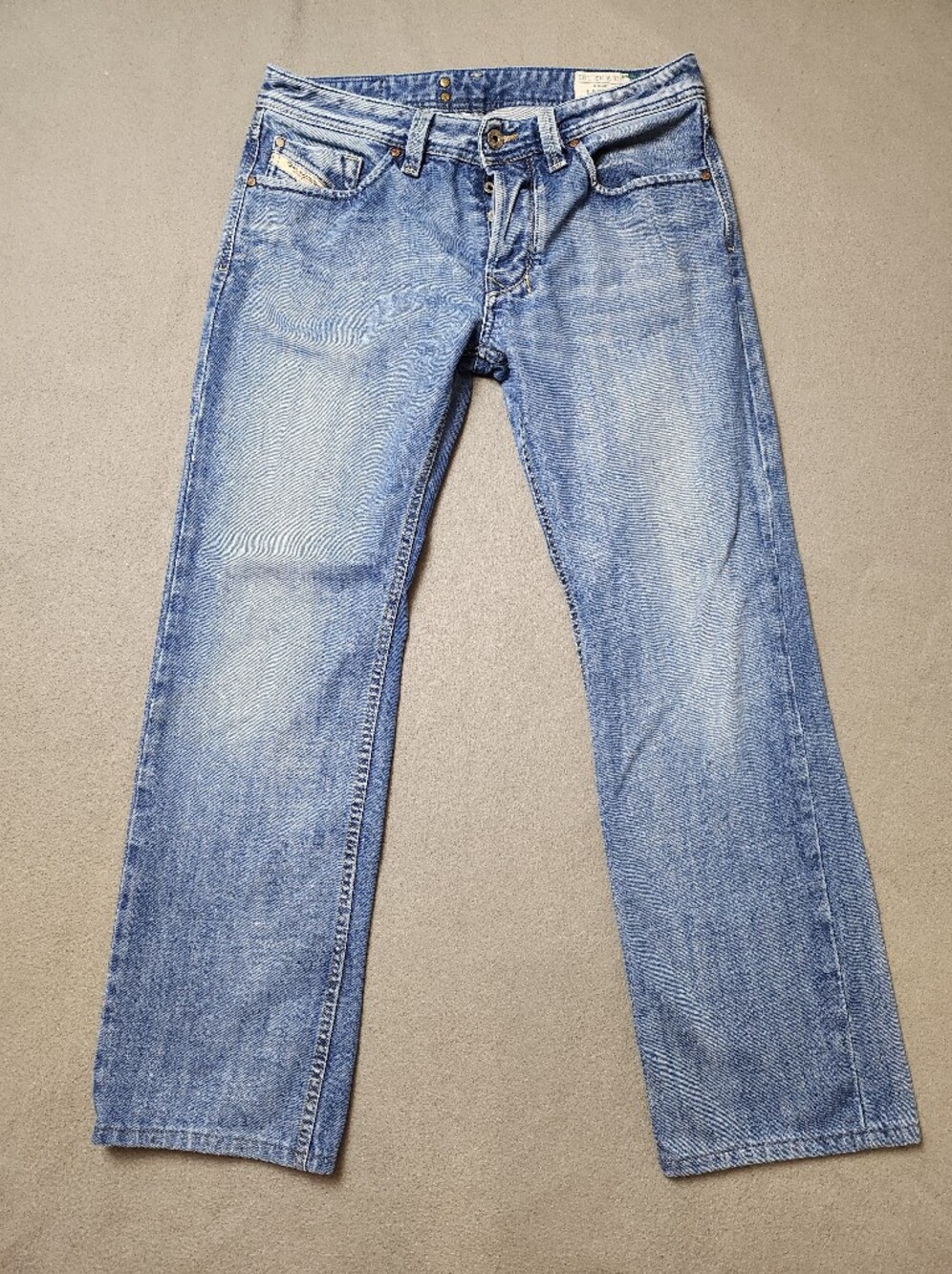 Diesel Larkee Jeans Mens 32 Blue Light Wash Faded Straight Made In Italy